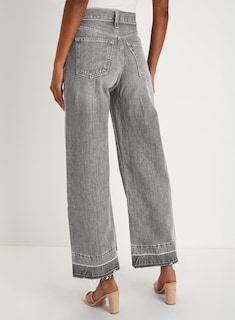 Foto 2 | Jeans Astylish Para Mujer, Pierna Ancha, Cintura Alta, Gris Claro - Venta Internacional.