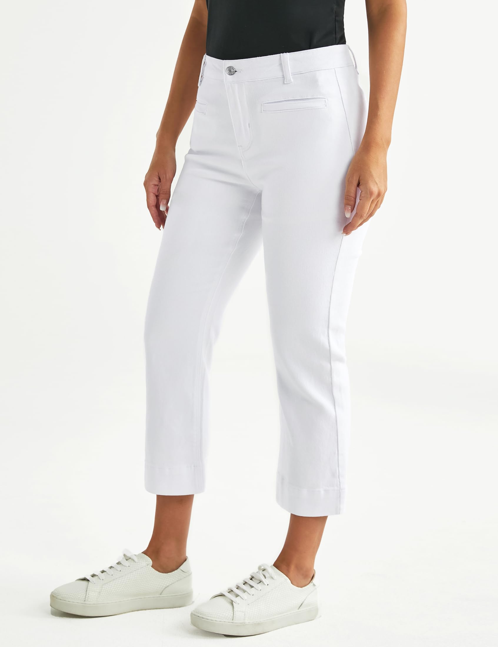 Foto 7 pulgar | Vaqueros Cortos Luvamia De Cintura Alta Blancos Para Mujer, Talla M - Venta Internacional.