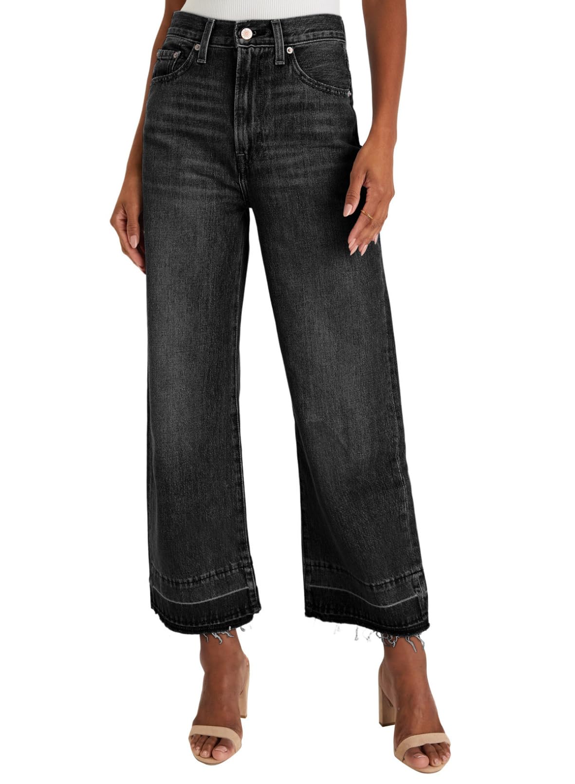 Jeans Astylish Para Mujer, Cintura Alta, Pierna Recta, Color Negro - Venta Internacional.