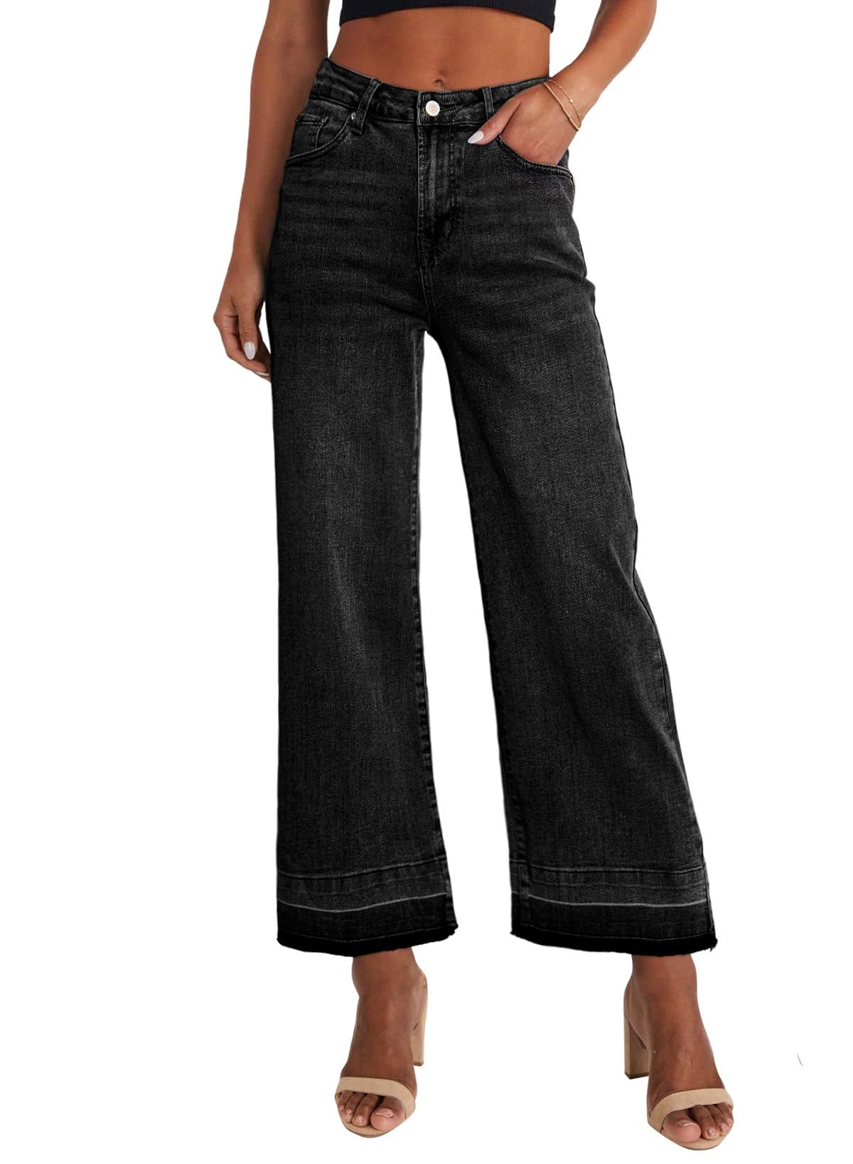 Foto 4 pulgar | Jeans Astylish Para Mujer, Cintura Alta, Pierna Recta, Color Negro - Venta Internacional.