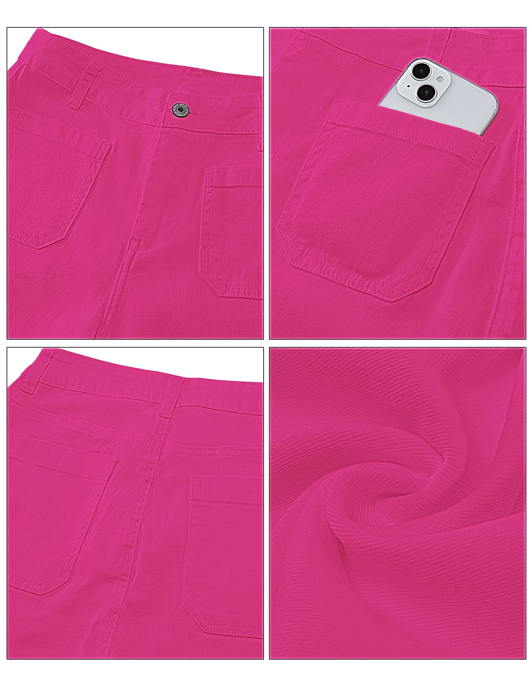 Foto 6 pulgar | Vaqueros Luvamia De Pierna Ancha, Acampanados, Cintura Alta, Vaqueros Cortos, Rosa - Venta Internacional.
