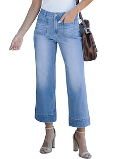 Foto 1 | Pantalones Vaqueros Anchos Luvamia, Modernos Pantalones De Mezclilla Acampanados De Cintura Alta - Venta Internacional.