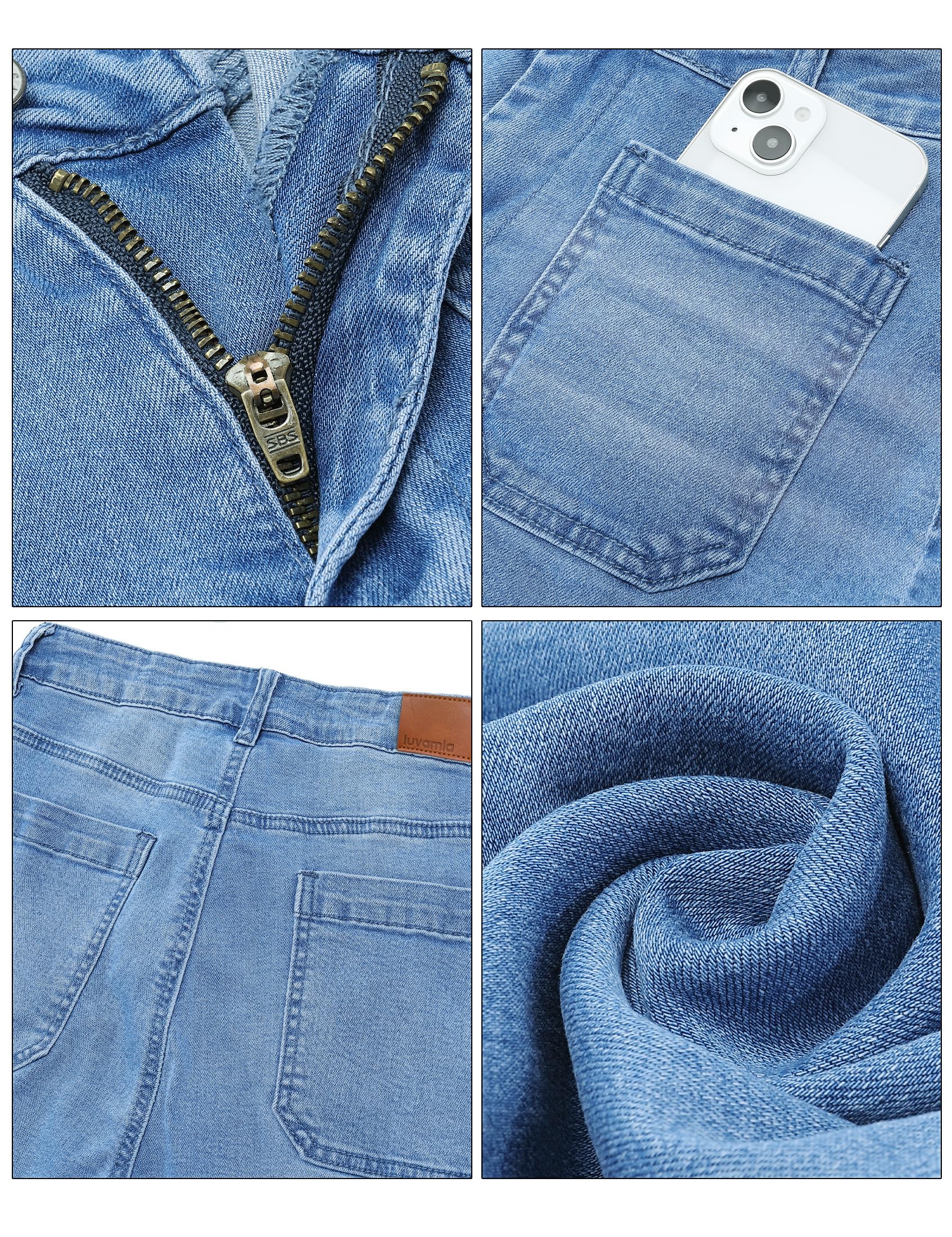 Foto 7 pulgar | Pantalones Vaqueros Anchos Luvamia, Modernos Pantalones De Mezclilla Acampanados De Cintura Alta - Venta Internacional.