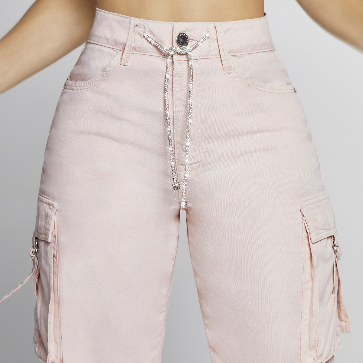 Foto 4 pulgar | Jeans Pierna Ancha Cargo Mujer Cintura Alta Seven Jeans 9909rosa