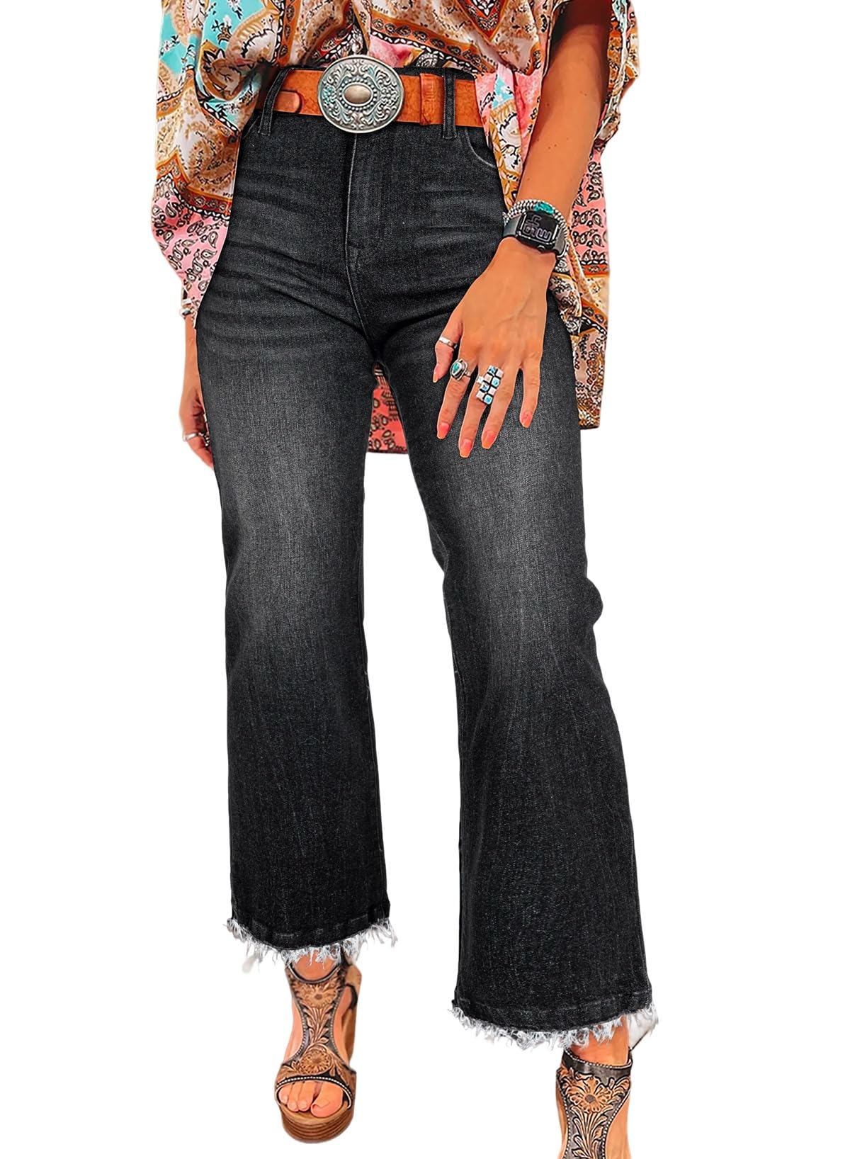 Foto 2 pulgar | Pantalones Vaqueros Elegantes Con Pernera Acampanada Y Cintura Alta Para Mujer, Talla 8, Color Gris - Venta Internacio