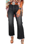 Pantalones Vaqueros Elegantes Con Pernera Acampanada Y Cintura Alta Para Mujer, Talla 8, Color Gris - Venta Internacio