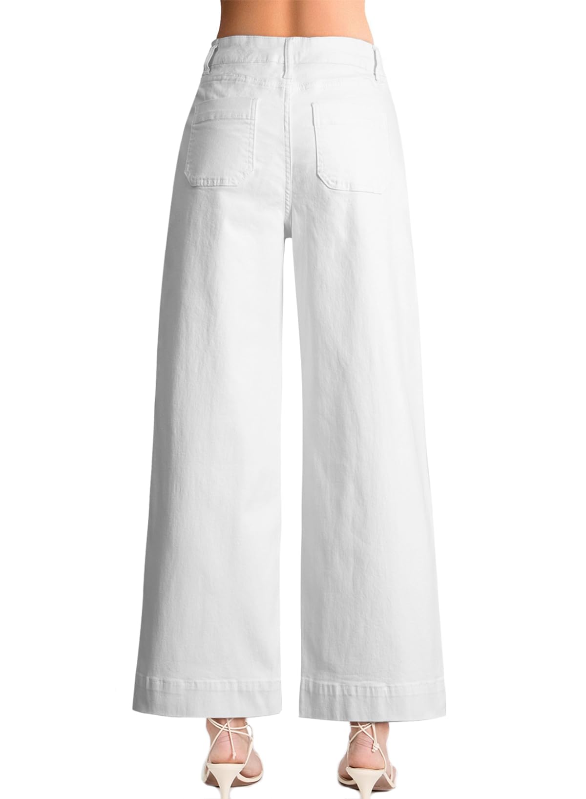 Foto 3 pulgar | Vaqueros Evaless Para Mujer, Pernera Ancha, Cintura Alta, Color Blanco, Talla 4 - Venta Internacional.