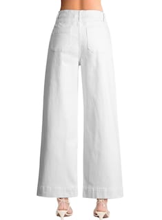 Foto 2 | Vaqueros Evaless Para Mujer, Pernera Ancha, Cintura Alta, Color Blanco, Talla 4 - Venta Internacional.