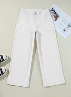 Foto 3 | Vaqueros Evaless Para Mujer, Pernera Ancha, Cintura Alta, Color Blanco, Talla 4 - Venta Internacional.