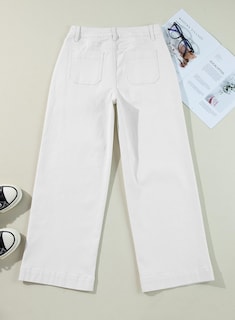 Foto 4 | Vaqueros Evaless Para Mujer, Pernera Ancha, Cintura Alta, Color Blanco, Talla 4 - Venta Internacional.