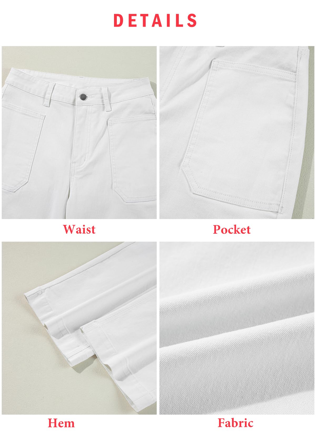 Foto 6 pulgar | Vaqueros Evaless Para Mujer, Pernera Ancha, Cintura Alta, Color Blanco, Talla 4 - Venta Internacional.