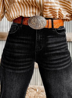 Foto 5 | Vaqueros Elegantes Para Mujer, Cintura Alta, Pierna Ancha, Tobillo Acampanado, Negros - Venta Internacional.