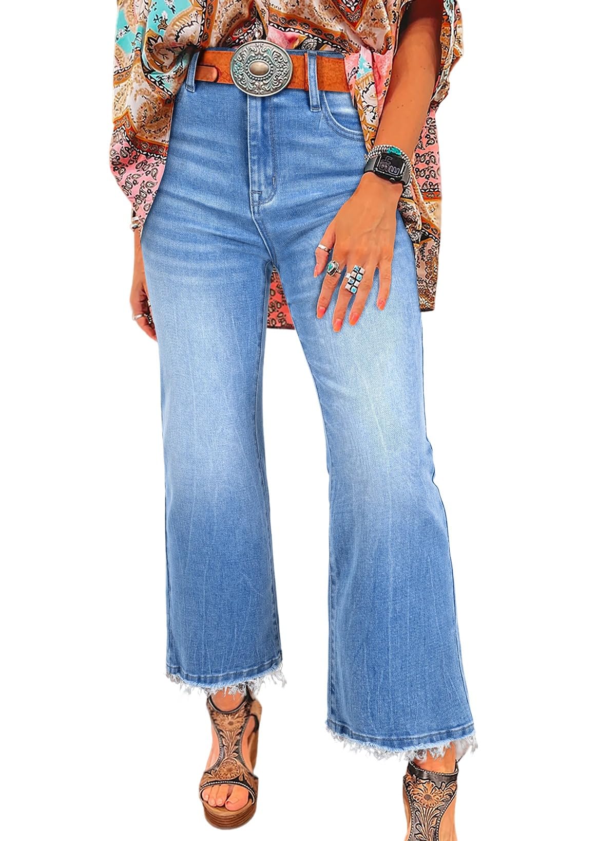 Vaqueros Astylish Ashleigh, Cintura Alta, Pierna Acampanada, Talla 14 - Venta Internacional.