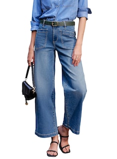 Foto 1 | Vaqueros Sidefeel Para Mujer, Pierna Ancha, Cintura Alta, Elásticos, Azul Cielo - Venta Internacional.