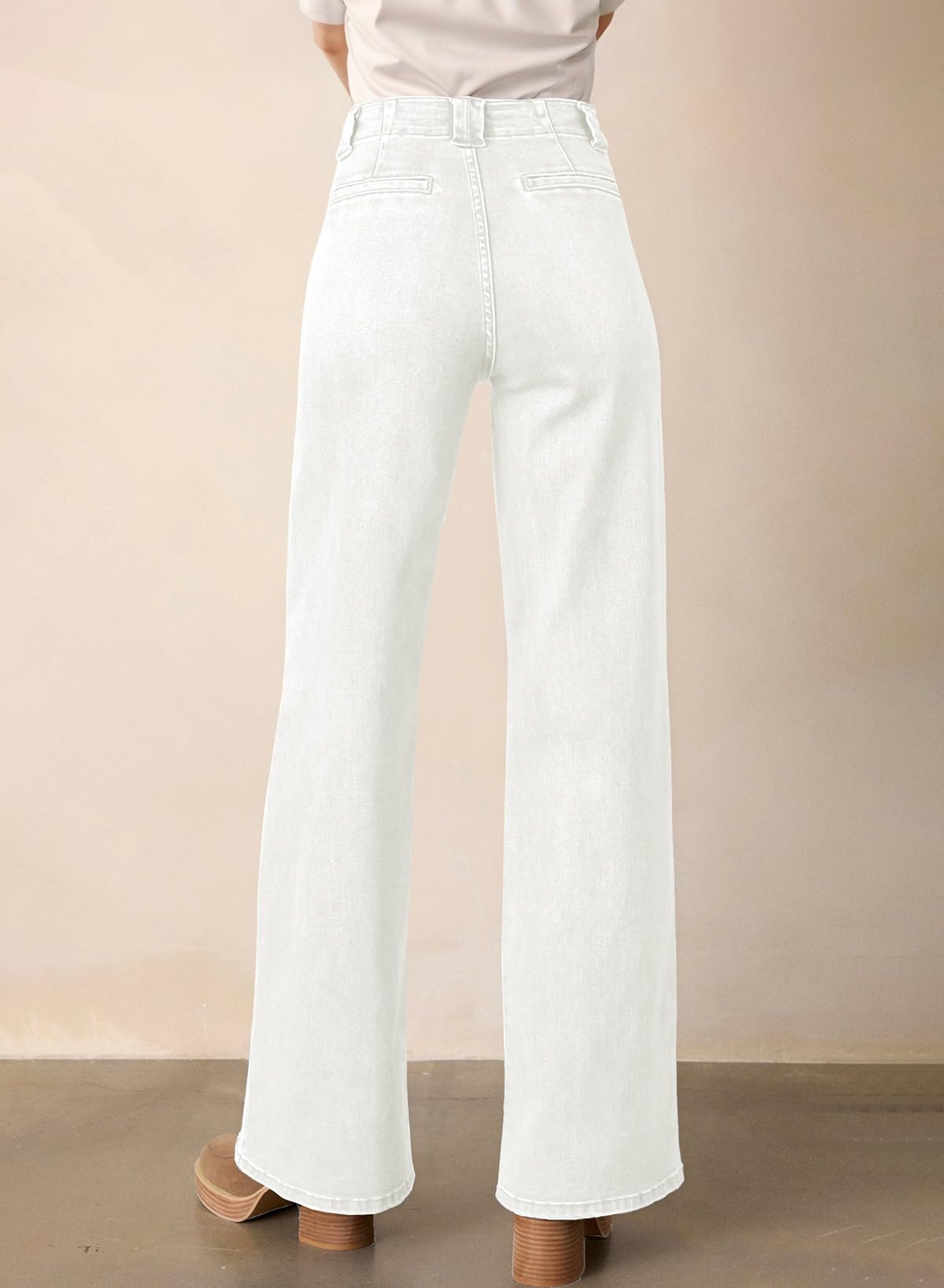 Foto 3 pulgar | Jeans Astylish Para Mujer, Cintura Alta, Holgados, Elásticos, Blancos - Venta Internacional.