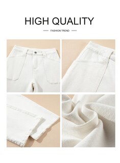 Foto 6 | Jeans Astylish Para Mujer, Cintura Alta, Holgados, Elásticos, Blancos - Venta Internacional.