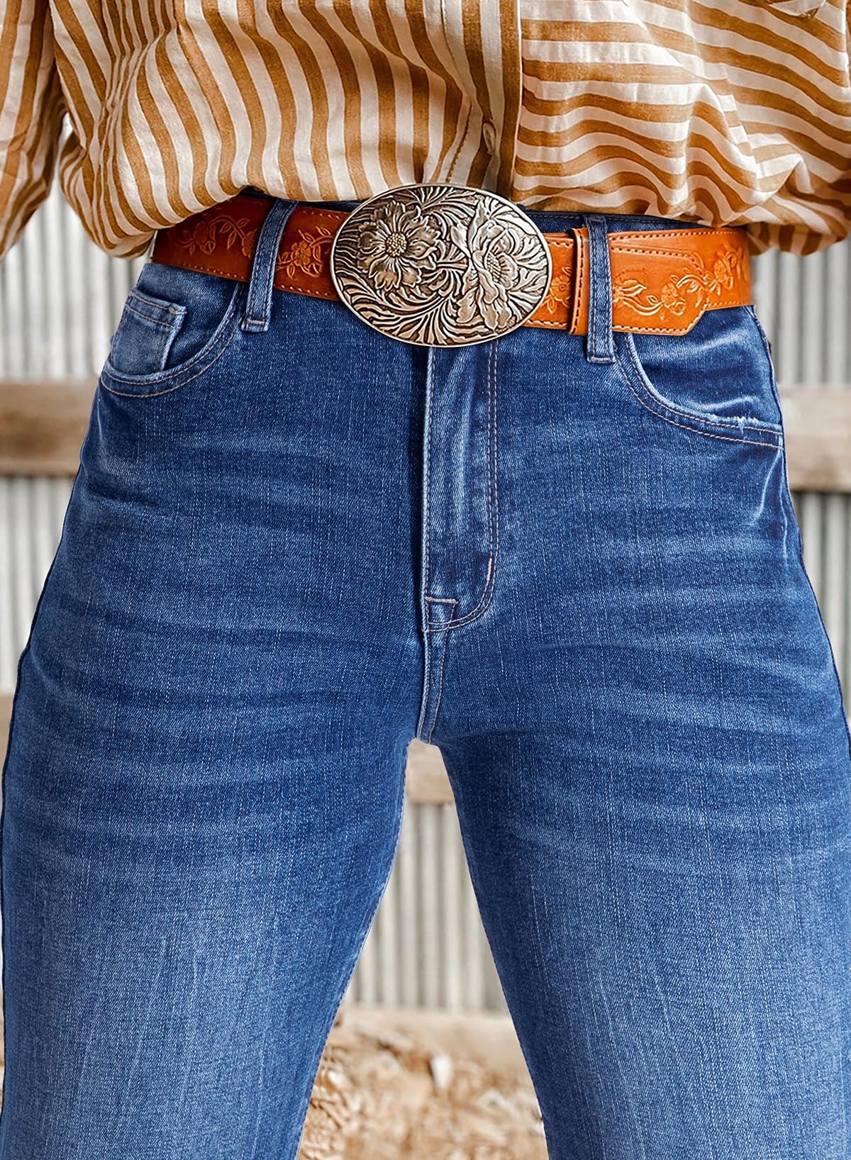 Foto 6 pulgar | Pantalones Vaqueros Elegantes, Talle Alto, Pierna Ancha Y Rasgada, Azul 18 - Venta Internacional.