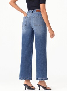 Foto 2 | Pantalones Vaqueros Sidefeel Para Mujer, Pierna Ancha, Cintura Alta, Tobillo, Azul, Talla 18 - Venta Internacional.