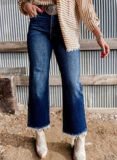 Foto 3 | Vaqueros Elegantes Y Acampanados De Cintura Alta Y Pierna Ancha Para Mujer, Talla 10 - Venta Internacional.