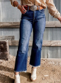 Foto 4 | Vaqueros Elegantes Y Acampanados De Cintura Alta Y Pierna Ancha Para Mujer, Talla 10 - Venta Internacional.