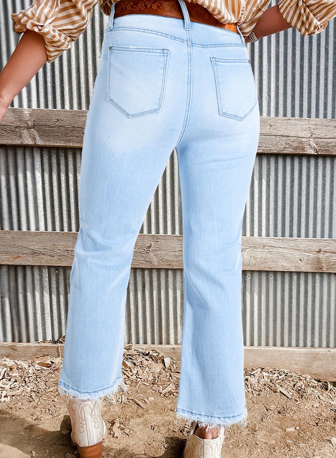 Foto 3 pulgar | Jeans Astylish Para Mujer, Cintura Alta, Acampanados, Talla 6, Azul Claro - Venta Internacional.