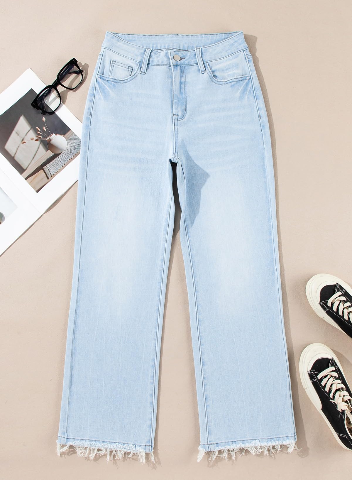 Foto 6 pulgar | Jeans Astylish Para Mujer, Cintura Alta, Acampanados, Talla 6, Azul Claro - Venta Internacional.