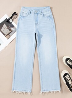 Foto 5 | Jeans Astylish Para Mujer, Cintura Alta, Acampanados, Talla 6, Azul Claro - Venta Internacional.