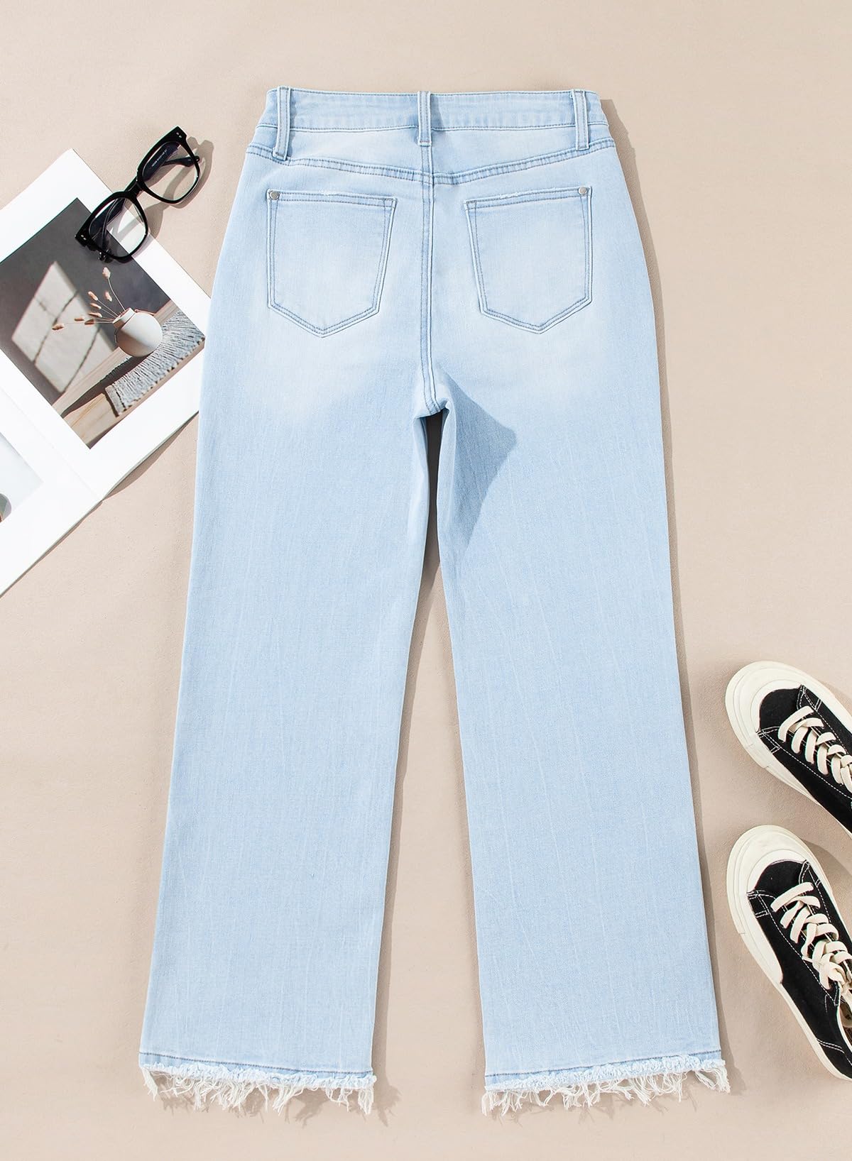 Foto 7 pulgar | Jeans Astylish Para Mujer, Cintura Alta, Acampanados, Talla 6, Azul Claro - Venta Internacional.