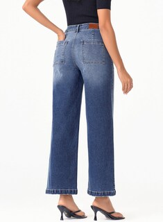 Foto 3 | Vaqueros Sidefeel Para Mujer, Cintura Alta, Pierna Ancha, Azul, Talla 14 - Venta Internacional.