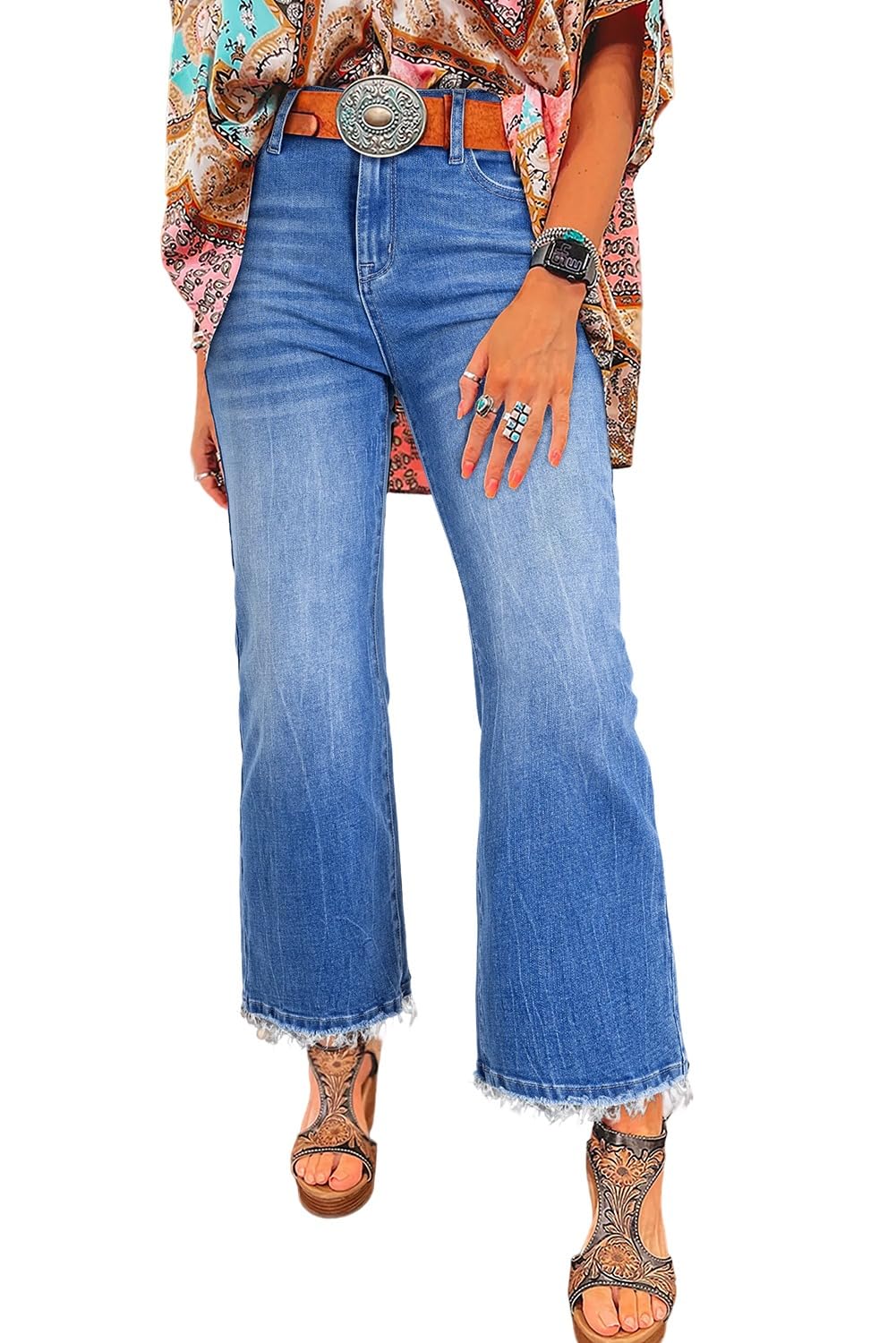Foto 2 pulgar | Vaqueros Astylish Straight Leg Para Mujer, Cintura Alta, Talla 4, Azul - Venta Internacional.