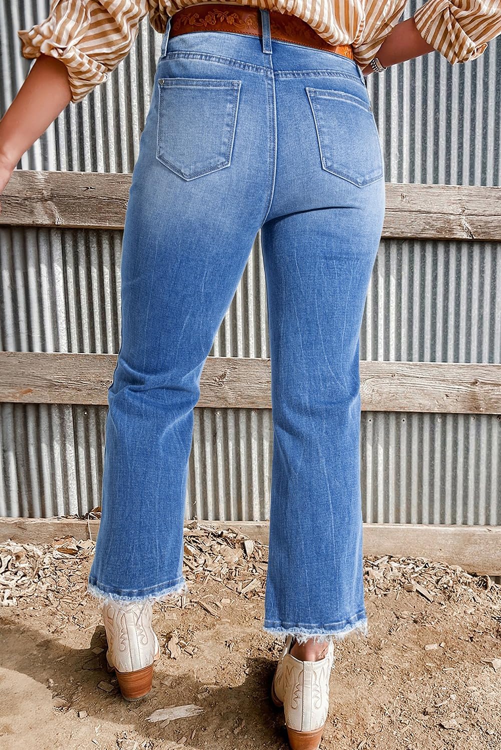 Foto 4 pulgar | Vaqueros Astylish Straight Leg Para Mujer, Cintura Alta, Talla 4, Azul - Venta Internacional.