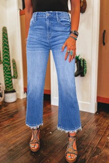 Foto 4 | Vaqueros Astylish Straight Leg Para Mujer, Cintura Alta, Talla 4, Azul - Venta Internacional.