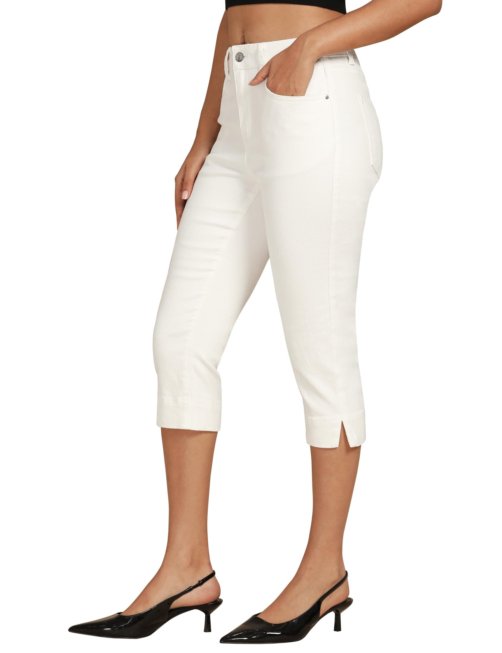 Foto 2 pulgar | Pantalones Capri Luvamia, Vaqueros Casuales De Verano, Cintura Alta, Blancos - Venta Internacional.