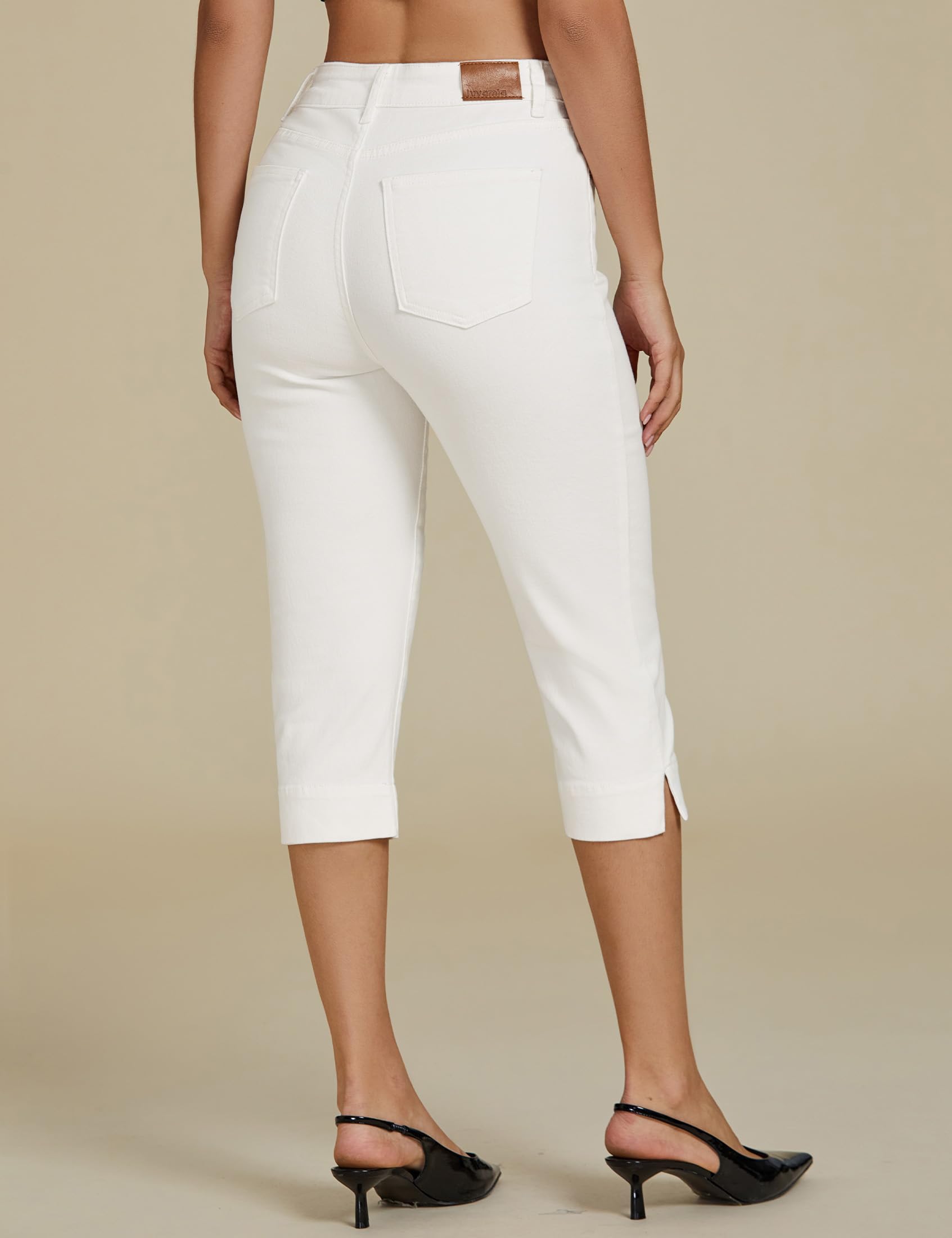 Foto 3 pulgar | Pantalones Capri Luvamia, Vaqueros Casuales De Verano, Cintura Alta, Blancos - Venta Internacional.