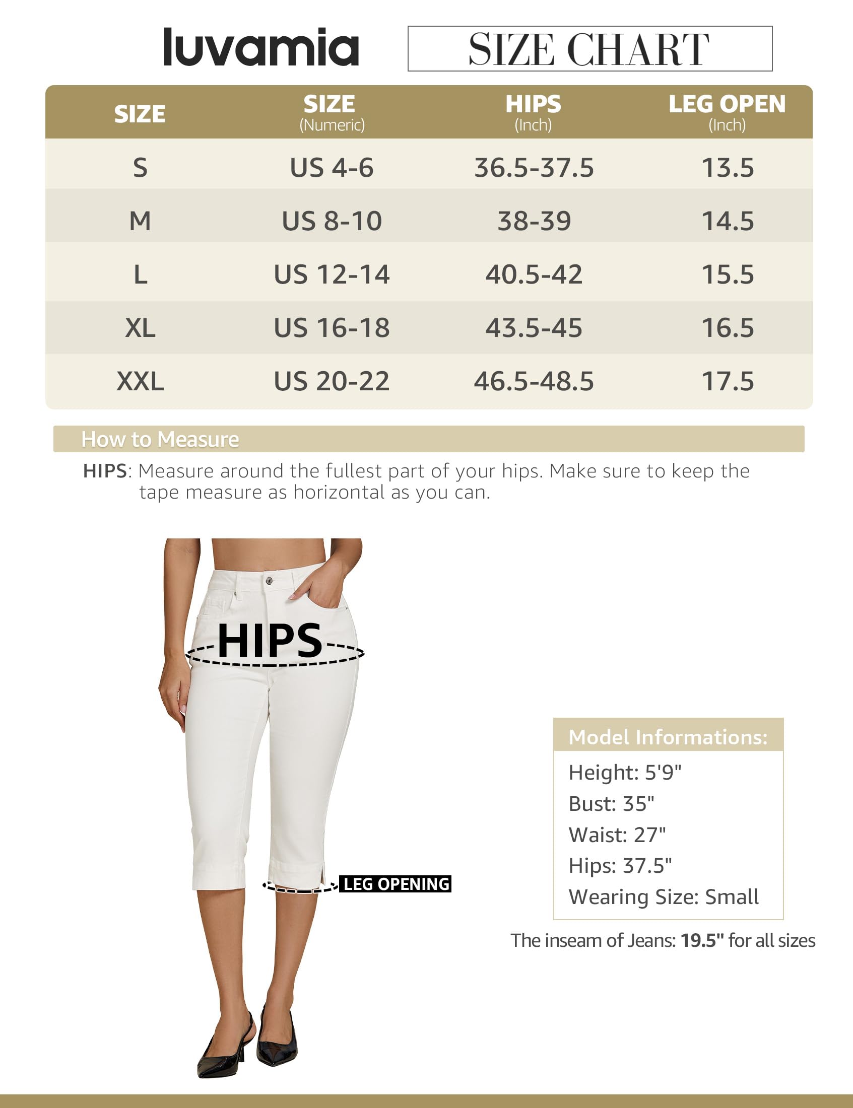 Foto 6 | Pantalones Capri Luvamia, Vaqueros Casuales De Verano, Cintura Alta, Blancos - Venta Internacional.