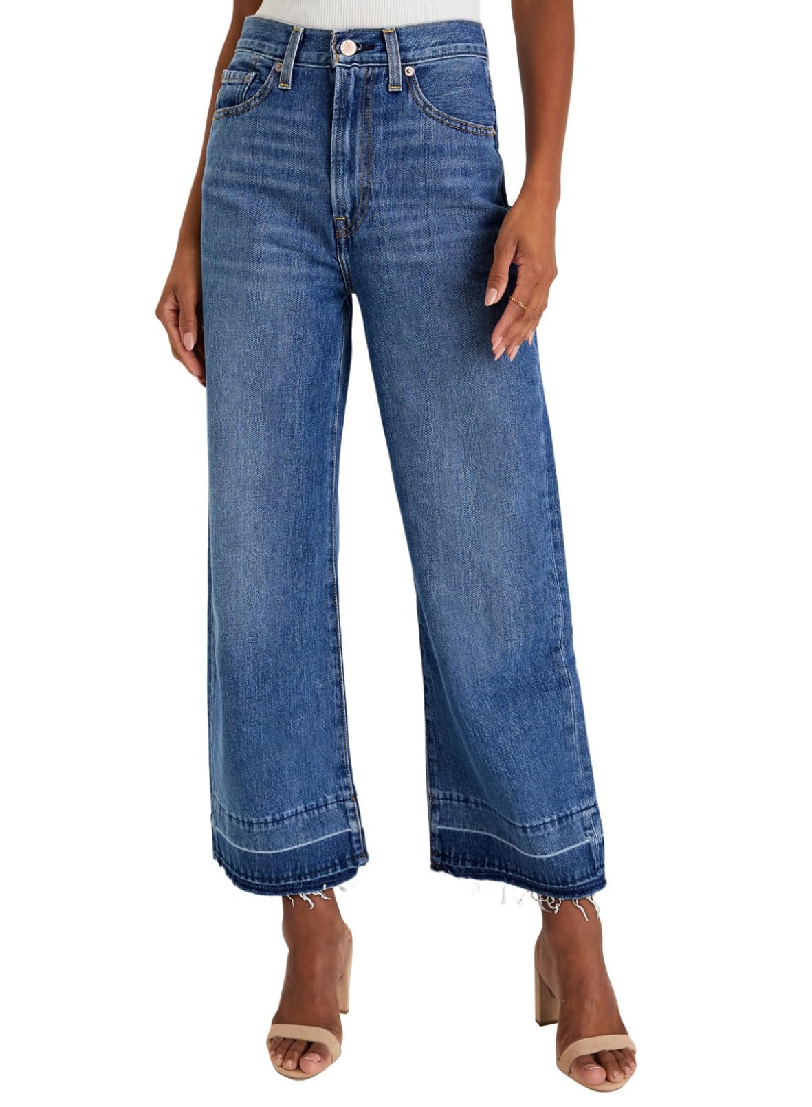 Jeans para Mujer Cintura Alta Acampanados Ancha Azul - Venta Internacional