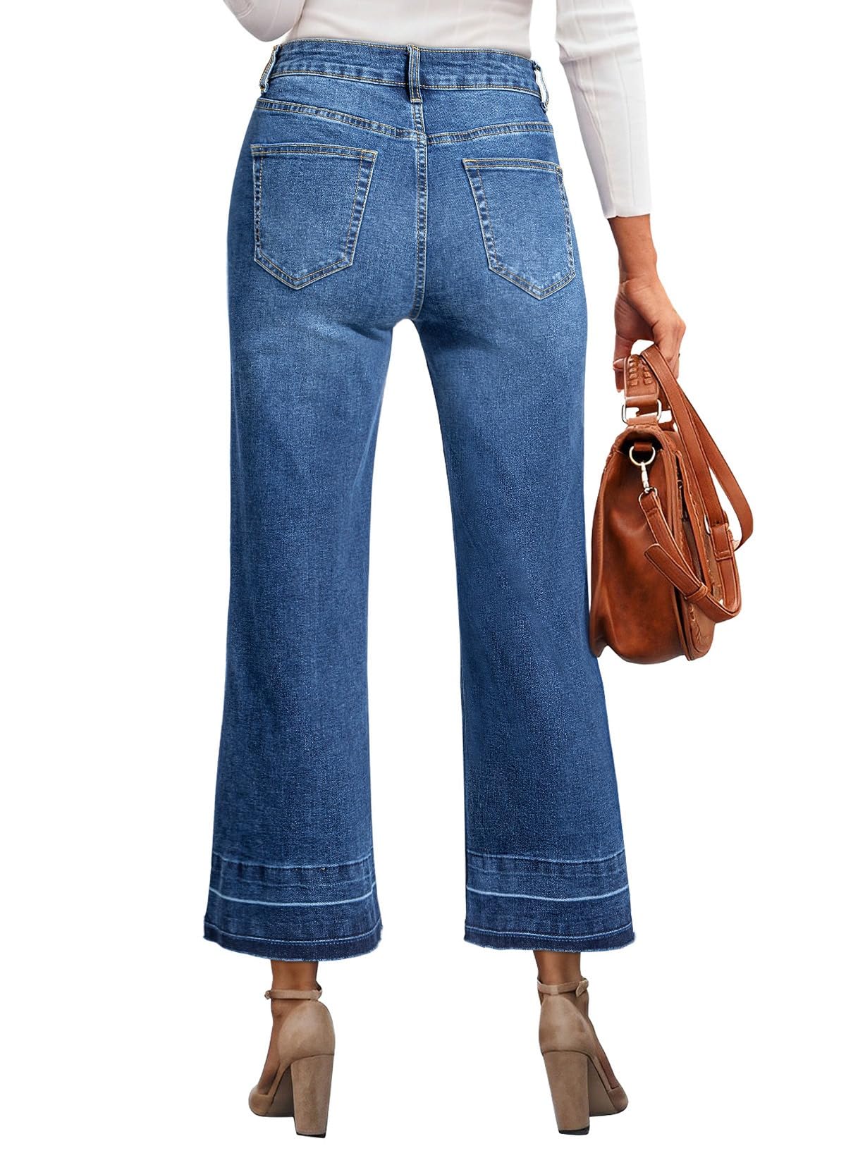 Foto 5 pulgar | Jeans para Mujer Cintura Alta Acampanados Ancha Azul - Venta Internacional