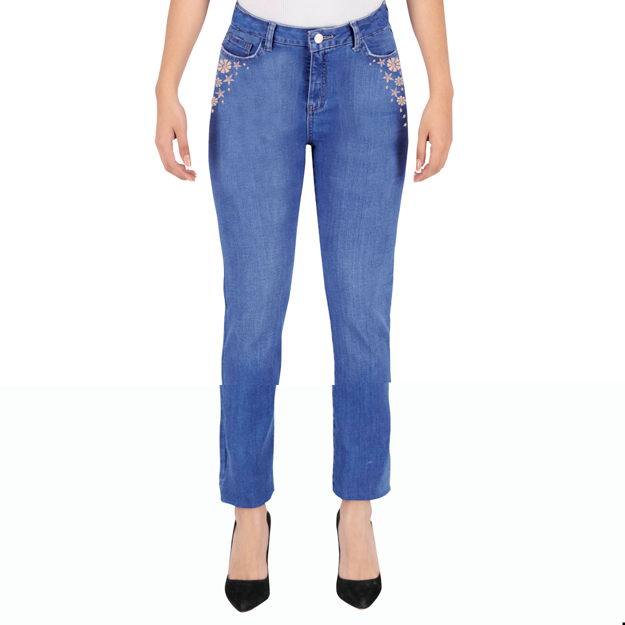 Pantalón Recto Britos Jeans Mujer Mezclilla Azul 025701