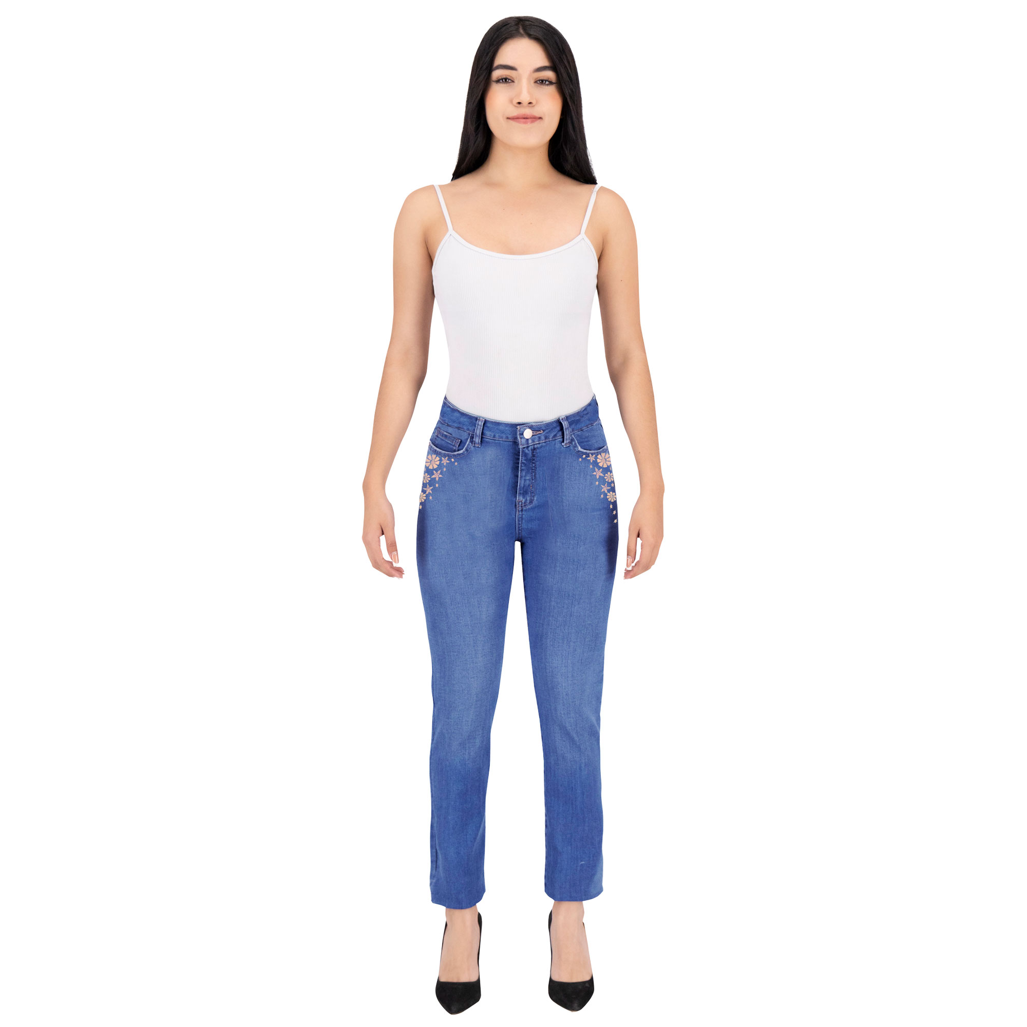 Foto 4 pulgar | Pantalón Recto Britos Jeans Mujer Mezclilla Azul 025701