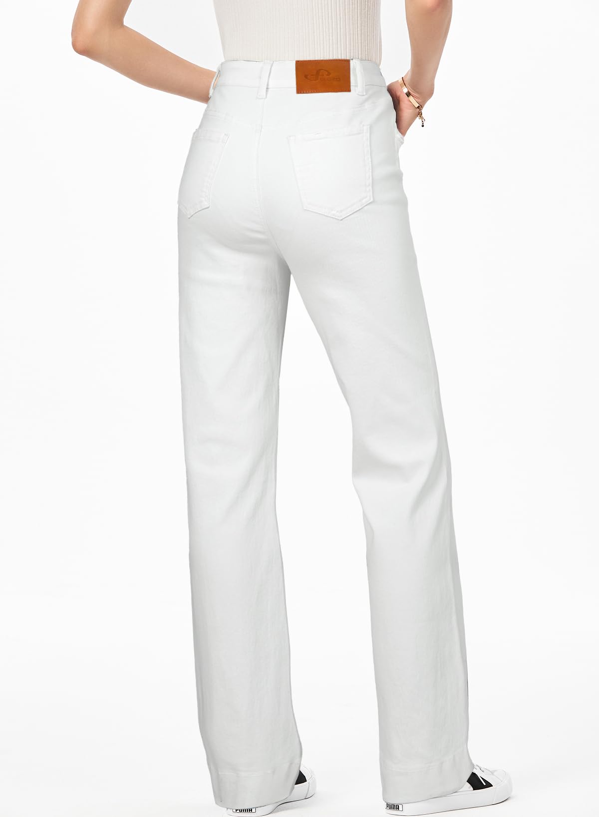 Foto 3 pulgar | Jeans Sidefeel Para Mujer, Pierna Ancha, Cintura Alta, Color Blanco, Talla 18 - Venta Internacional.