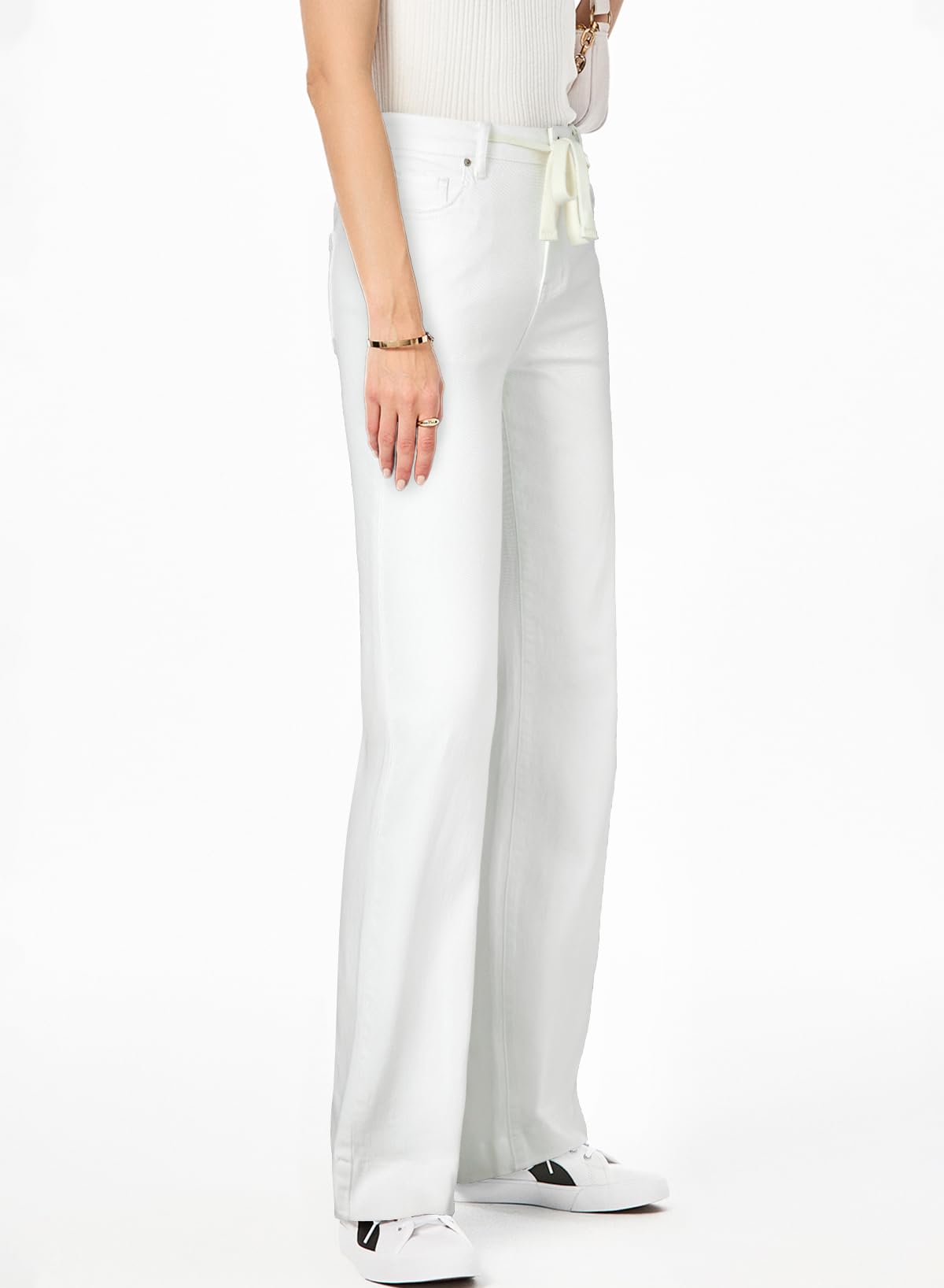 Foto 4 pulgar | Jeans Sidefeel Para Mujer, Pierna Ancha, Cintura Alta, Color Blanco, Talla 18 - Venta Internacional.