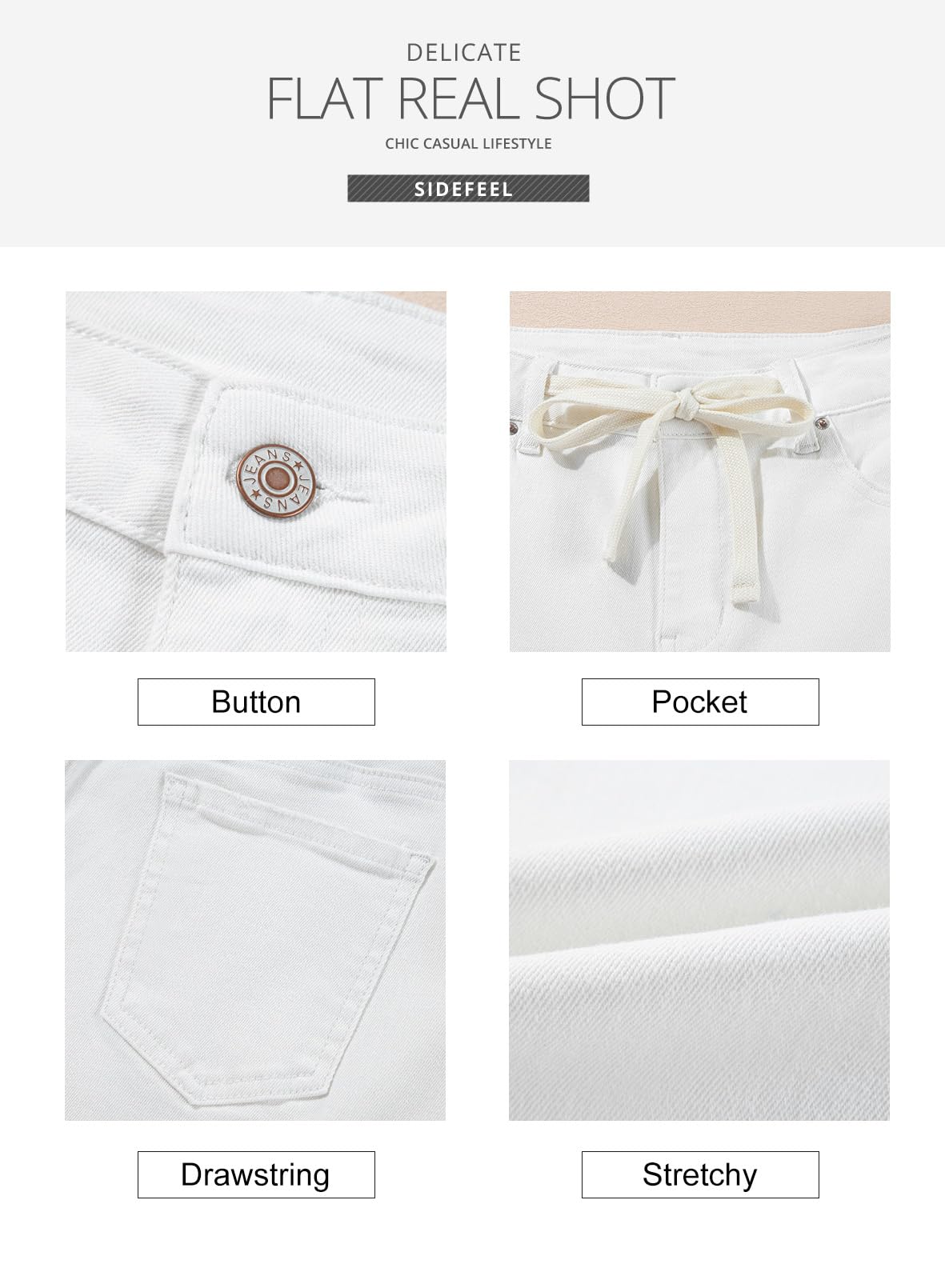 Foto 6 pulgar | Jeans Sidefeel Para Mujer, Pierna Ancha, Cintura Alta, Color Blanco, Talla 18 - Venta Internacional.