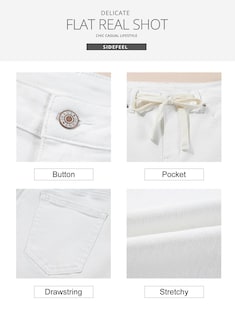 Foto 5 | Jeans Sidefeel Para Mujer, Pierna Ancha, Cintura Alta, Color Blanco, Talla 18 - Venta Internacional.