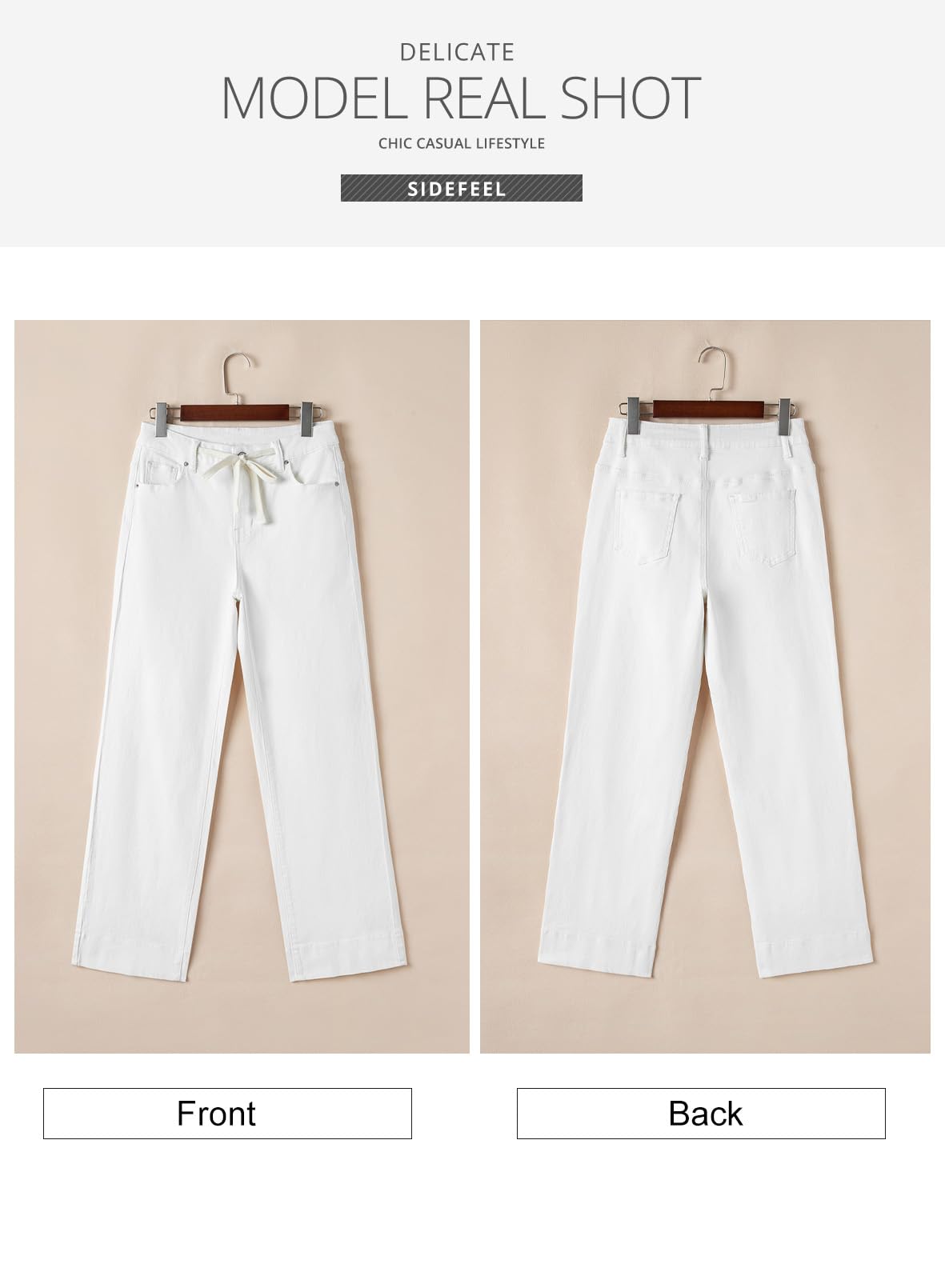 Foto 7 pulgar | Jeans Sidefeel Para Mujer, Pierna Ancha, Cintura Alta, Color Blanco, Talla 18 - Venta Internacional.