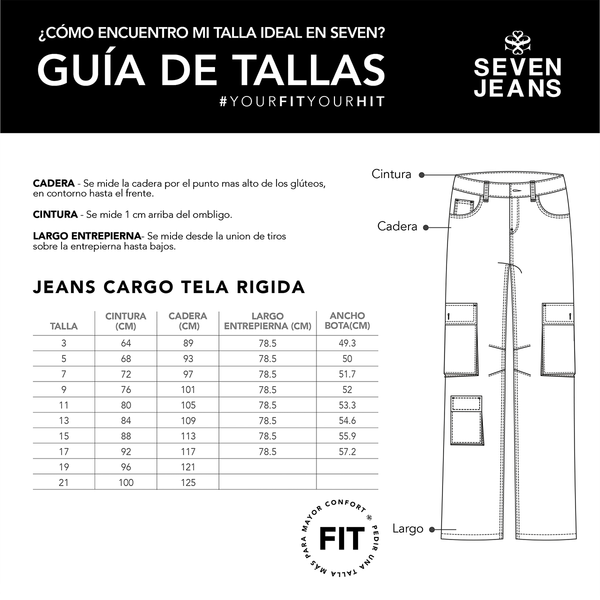 Foto 6 pulgar | Jeans Recto Pierna Ancha Cargo Mujer Cintura Alta 9961stmc