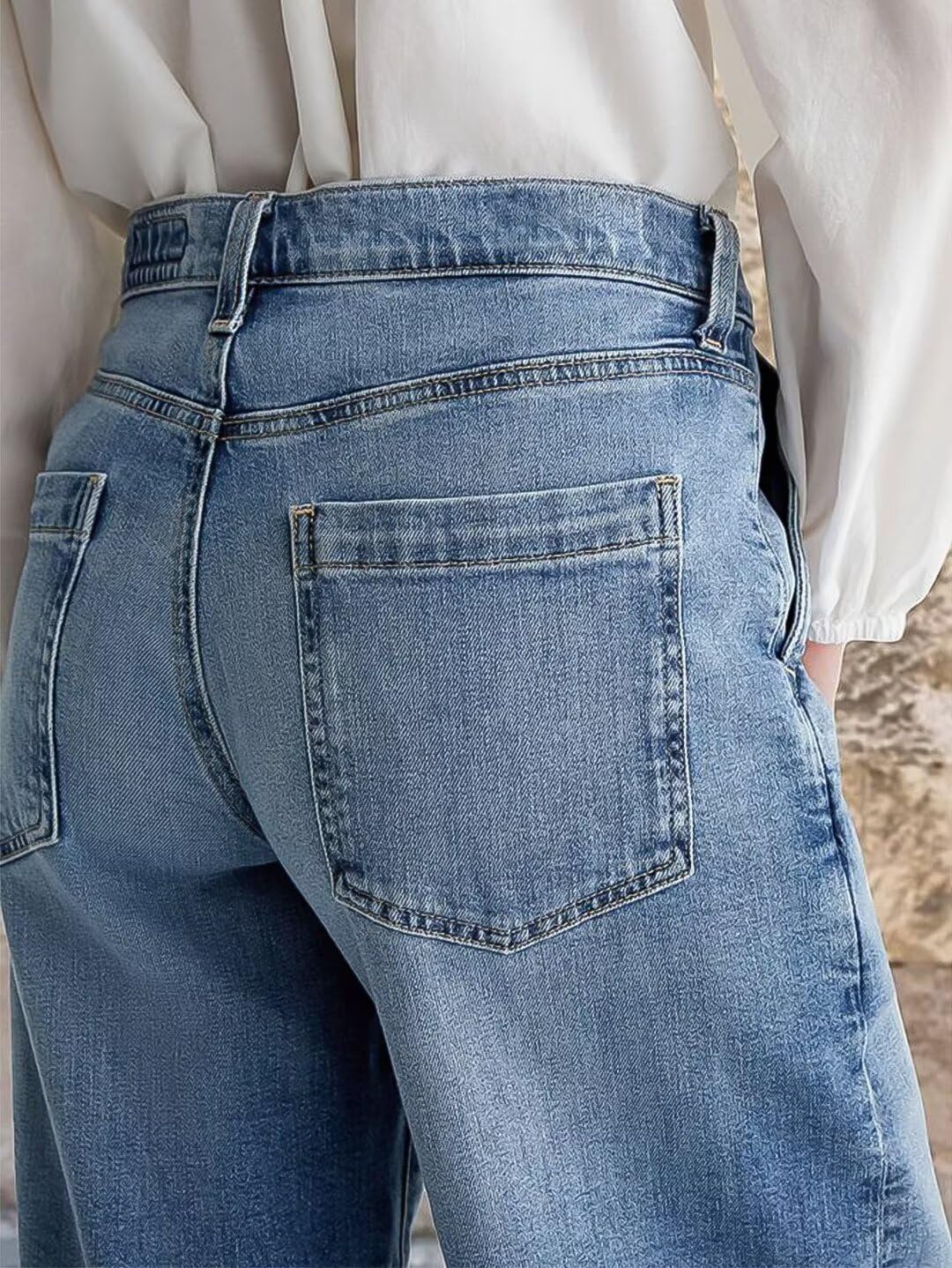 Foto 6 pulgar | Pantalones Vaqueros Anchos Con Forma De Flamencos, Cintura Media, Punto Holgado, Para Mujer - Venta Internacional.