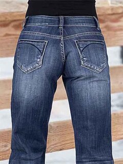 Foto 4 | Pantalones Vaqueros Con Corte Acampanado, Cintura Media, Vaqueros Elásticos, Azul Marino, S - Venta Internacional.