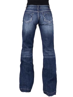 Foto 5 | Pantalones Vaqueros Con Corte Acampanado, Cintura Media, Vaqueros Elásticos, Azul Marino, S - Venta Internacional.