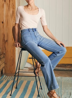 Foto 4 | Vaqueros Astylish De Pierna Ancha Para Mujer, Cintura Alta, Talla 12, Azul - Venta Internacional.