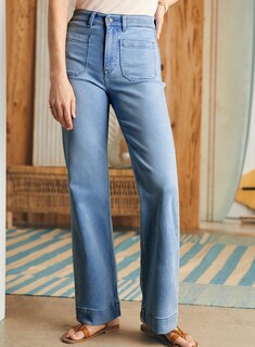 Foto 5 | Vaqueros Astylish De Pierna Ancha Para Mujer, Cintura Alta, Talla 12, Azul - Venta Internacional.